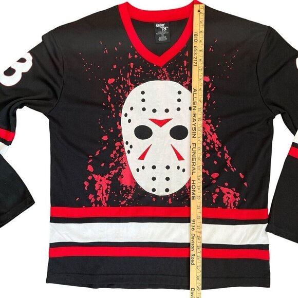 Friday The 13th Jason Voorhees Horror Movie Hockey Jersey Men Size Large Costume - Picture 11 of 13